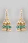 Buy_Karisa Designs_Gold Plated Pearls, Crystals, Stones Moissanite Polki Jhumka Drops _at_Aza_Fashions