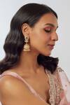 Buy_Karisa Designs_White Pearls, Semi Precious Stone, Cubic Meera Embellished Jhumka Earrings _at_Aza_Fashions