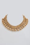 Shop_Karisa Designs_Red Pearls, Moissanite Polkis Indrani Geometric Carved Necklace _at_Aza_Fashions