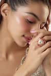 Buy_Karisa Designs_Red Crystals, Stones Moissanite Polki Embellished Designer Ring _at_Aza_Fashions