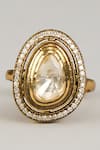Buy_Karisa Designs_Gold Plated Crystals Polki And Cubic Zirconia Ring _at_Aza_Fashions