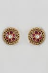Buy_Karisa Designs_Red Kundan, Semi Precious Stones Poorna And Embellished Studs _at_Aza_Fashions