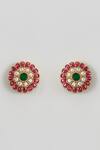 Shop_Karisa Designs_Red Stones Semi Precious Stud Earrings _at_Aza_Fashions