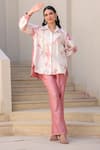 Buy_Label Niti Bothra_Pink Silk, Chanderi Embroidery Collared Shibori Pattern Shirt And Pant Set _at_Aza_Fashions