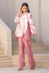 Shop_Label Niti Bothra_Pink Silk, Chanderi Embroidery Collared Shibori Pattern Shirt And Pant Set _Online_at_Aza_Fashions