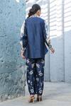 Shop_Label Niti Bothra_Blue Silk, Chanderi Embroidery Collared Shibori Pattern Shirt And Pant Set _at_Aza_Fashions