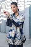Buy_Label Niti Bothra_Blue Silk, Chanderi Embroidery Collared Shibori Pattern Shirt And Pant Set _Online_at_Aza_Fashions