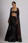 Buy_Rajat K Tangri_Black Georgette Embroidered Sequin Cape Open Sharara Set _at_Aza_Fashions