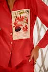Buy_The Dramebaaz Co_Red Chanderi Embroidery Bead Collar Neck Floral Patch Shirt _Online_at_Aza_Fashions