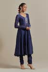 Buy_Vinusto_Blue Handwoven Chanderi Embroidery Floral Round Zardosi Anarkali And Churidar Set 