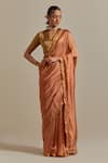 Buy_Vinusto_Brown Handwoven Pattu Silk Embroidered Floral Placement Saree With Blouse _at_Aza_Fashions