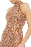 Mac Duggal_Brown Polyester Sequins Halter Neck Embroidered Midi Dress _Online_at_Aza_Fashions