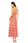 Shop_Mac Duggal_Orange Polyester Ruffles Off-shoulder Floral Tiered Off Dress _at_Aza_Fashions