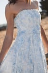 Shop_Mac Duggal_Blue Polyester Ruffles Off-shoulder Iris Print Midi Dress _Online_at_Aza_Fashions