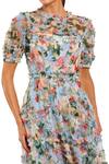 Mac Duggal_Blue Polyester Ruffles Round Neck Florence Print Midi Dress _Online_at_Aza_Fashions