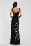Shop_Mac Duggal_Black Polyester Beads, Sequins Scoop Neck Floral And Embroidered Gown _at_Aza_Fashions