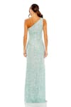 Shop_Mac Duggal_Blue Polyester Sequins Asymmetric Hand Embroidered Gown _at_Aza_Fashions