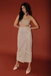 Buy_Antithesis India_Beige Cotton Beads, Embroidery Wave Pattern Wrap Skirt _Online_at_Aza_Fashions