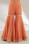 Shop_Ajiesh Oberoi_Orange Mulmul, Opada Silk, Lurex Organza Floral Embroidered Kurta Gharara Set _Online_at_Aza_Fashions