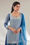 Buy Ajiesh Oberoi Blue Organza, Mulmul, Opada Silk Checkered Embroidered Kurta Sharara Set Online at Aza Fashions Buy_Ajiesh Oberoi_Blue Organza, Mulmul, Opada Silk Checkered Embroidered Kurta Sharara Set _Online_at_Aza_Fashions