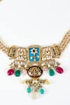Shop_Vivinia By Vidhi Mehra_Gold Plated Pearls, Kundan, Gemstone And Enamel Embellished Necklace Set _Online_at_Aza_Fashions