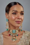Buy_Vivinia By Vidhi Mehra_Gold Plated Pearls, Kundan, Gemstone And Enamel Embellished Necklace Set _at_Aza_Fashions