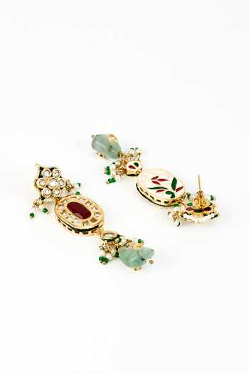 Buy_Vivinia By Vidhi Mehra_Gold Plated Kundan, Gemstone Saadgi Embellished Necklace Set _Online_at_Aza_Fashions