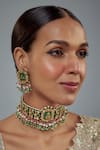Buy_Vivinia By Vidhi Mehra_Gold Plated Kundan, Beads Saadgi And Embellished Choker Necklace Set _at_Aza_Fashions