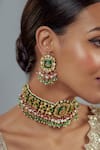 Vivinia By Vidhi Mehra_Gold Plated Kundan, Beads Saadgi And Embellished Choker Necklace Set _at_Aza_Fashions