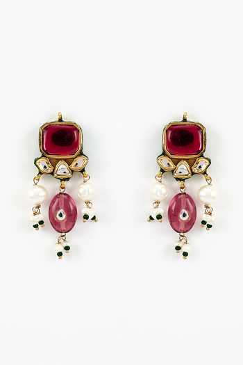 Buy_Vivinia By Vidhi Mehra_Gold Plated Pearls, Stones Kundan And Embellished Choker Set _Online_at_Aza_Fashions