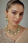 Buy_Vivinia By Vidhi Mehra_Gold Plated Kundan, Gemstone And Embellished Necklace Set _at_Aza_Fashions