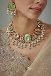 Vivinia By Vidhi Mehra_Gold Plated Pearls, Stones Kundan Necklace Set _at_Aza_Fashions