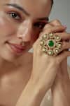 Buy Vivinia By Vidhi Mehra Gold Plated Pearls, Stone Saadgi Kundan Embellished Ring at Aza Fashions Buy_Vivinia By Vidhi Mehra_Gold Plated Pearls, Stone Saadgi Kundan Embellished Ring _at_Aza_Fashions