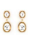 Shop_Vivinia By Vidhi Mehra_Gold Plated Piping, Stones Kundan Polki Dangler Earrings _at_Aza_Fashions
