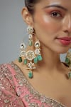 Buy_Vivinia By Vidhi Mehra_Gold Plated Beads, Crystals Kundan Polki Embellished Danglers _Online_at_Aza_Fashions