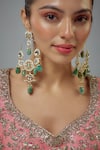 Buy_Vivinia By Vidhi Mehra_Gold Plated Beads, Crystals Kundan Polki Embellished Danglers _at_Aza_Fashions