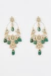 Shop_Vivinia By Vidhi Mehra_Gold Plated Beads, Crystals Kundan Polki Embellished Danglers _at_Aza_Fashions