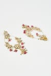 Vivinia By Vidhi Mehra_Gold Plated Beads, Diamonds And Pink Polki Kundan Danglers _Online_at_Aza_Fashions