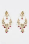 Shop_Vivinia By Vidhi Mehra_Gold Plated Beads, Diamonds And Pink Polki Kundan Danglers _at_Aza_Fashions