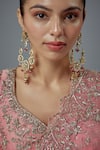 Buy_Vivinia By Vidhi Mehra_Gold Plated Beads, Diamonds And Pink Polki Kundan Danglers _at_Aza_Fashions