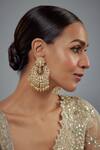 Buy Vivinia By Vidhi Mehra Gold Plated Pearl, Polki, Kundan, Gemstone Saadgi Embellished Chandbalis at Aza Fashions Buy_Vivinia By Vidhi Mehra_Gold Plated Pearl, Polki, Kundan, Gemstone Saadgi Embellished Chandbalis _at_Aza_Fashions