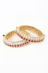 Vivinia By Vidhi Mehra_Gold Plated Polki, Kundan Saadgi Embellished Bangles Set Of 2 _Online_at_Aza_Fashions