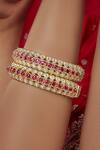 Buy_Vivinia By Vidhi Mehra_Gold Plated Polki, Kundan Saadgi Embellished Bangles Set Of 2 _Online_at_Aza_Fashions