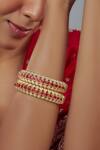 Vivinia By Vidhi Mehra_Gold Plated Polki, Kundan Saadgi Embellished Bangles Set Of 2 _at_Aza_Fashions