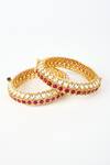 Shop_Vivinia By Vidhi Mehra_Gold Plated Polki, Kundan Saadgi Embellished Bangles Set Of 2 _at_Aza_Fashions
