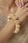 Buy_Vivinia By Vidhi Mehra_Gold Plated Pearls Kundan Embellished Kada Bangle _Online_at_Aza_Fashions