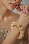 Buy_Vivinia By Vidhi Mehra_Gold Plated Pearls Kundan Embellished Kada Bangle _at_Aza_Fashions