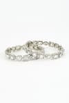 Shop_Vivinia By Vidhi Mehra_Silver Plated Zari Zircon Encrusted Bangles Set _at_Aza_Fashions