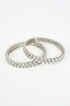 Vivinia By Vidhi Mehra_Silver Plated Zircon Diamond Zia Bloom Vine Bangles Set Of 2 _Online_at_Aza_Fashions