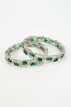 Vivinia By Vidhi Mehra_Silver Plated Zari, Stones Zircon And Emerald Bangles Set _Online_at_Aza_Fashions